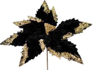 Χριστουγεννιάτικο Διακοσμητικό Λουλούδι Μαύρο 35cm 237568