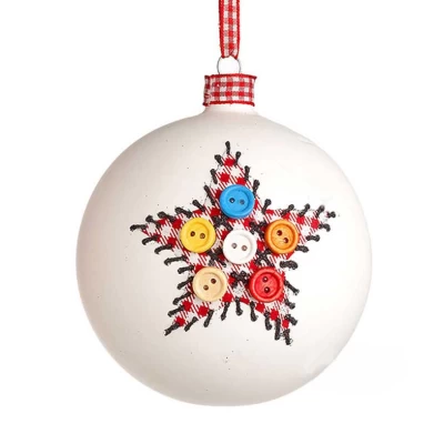 Χριστουγεννιάτικη Μπάλα Γυάλινη άσπρη 10cm 50356b