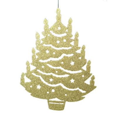 Χριστουγεννιάτικο Στολίδι Δέντρο Χρυσό Glitter με Κεριά 26cm 209889