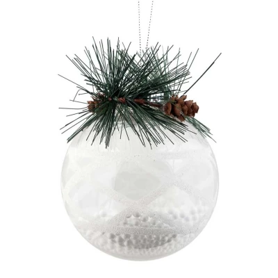 Χριστουγεννιάτικη Μπάλα Διάφανη Στολισμένη 10cm 53134e