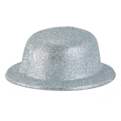 Αποκριάτικο Καπέλο Στρογγυλό Ασημί με Glitter 315781b