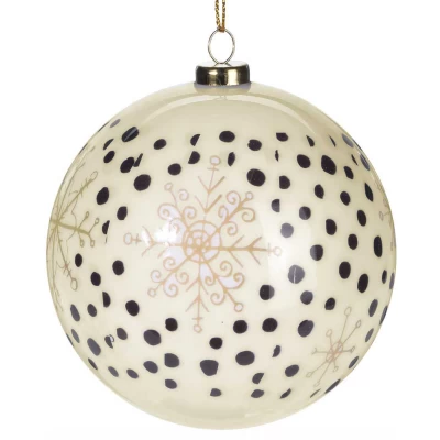Χριστουγεννιάτικη Μπάλα Κρεμ με σχέδια 10cm 619195b