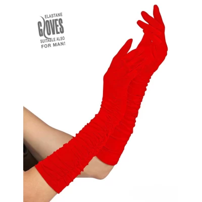 Κόκκινα Γάντια Plisse Elastane 37cm 317076
