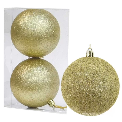 Set/2 τεμ Χριστουγεννιάτικες Μπάλες Χρυσές Glitter 10cm 236001