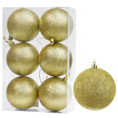 Set/6 τεμ Χριστουγεννιάτικες Μπάλες Χρυσές Glitter 8cm 236002