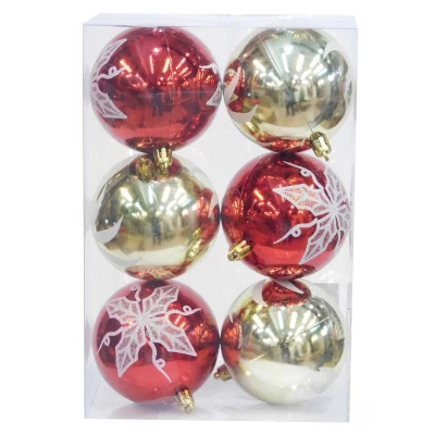 Σετ 6 τεμ. Χριστουγεννιάτικες Μπάλες Κόκκινες & Χρυσές με Γκλίτερ 8cm 236222