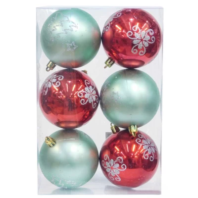 Σετ 6 τεμ. Χριστουγεννιάτικες Μπάλες Κόκκινες & Πράσινες με Γκλίτερ 8cm 236223