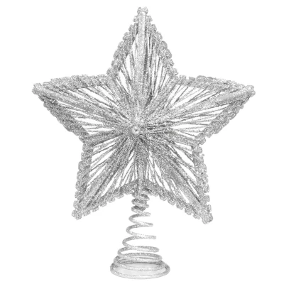 Χριστουγεννιάτικη Κορυφή Δέντρου Μεταλλικό Αστέρι Ασημί 24cm 5540-3