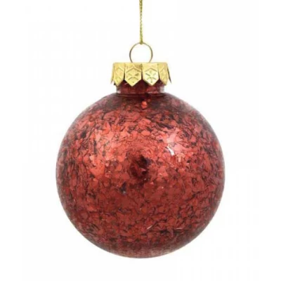 Χριστουγεννιάτικη Μπάλα 8cm Κόκκινη Κρακελέ 53150-1
