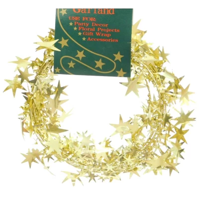 Χριστουγεννιάτικη Διακοσμητική Γιρλάντα Χρυσή με Αστεράκια 270cm 17946
