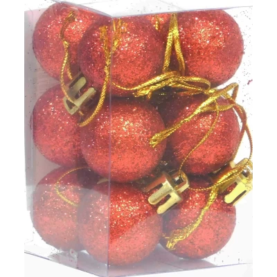 Σετ 12 τεμ. Χριστουγεννιάτικες Μπάλες Κόκκινες Glitter 2.5cm 236552