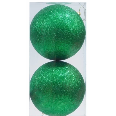 Σετ/2 τεμ. Χριστουγεννιάτικες Μπάλες Πράσινες με Glitter 10cm 236567
