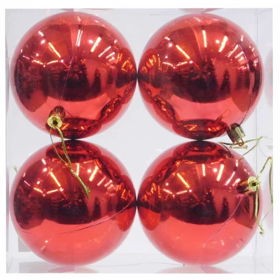Σετ 4 τεμ. Χριστουγεννιάτικες Μπάλες Κόκκινες 10cm 237304