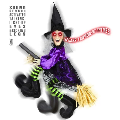 Halloween Διακοσμητική Μάγισσα 70cm με Κίνηση - Ήχο και Φώς 01395