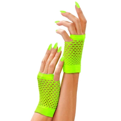 Αποκριάτικα Κοντά Γάντια Δίχτυ Πράσινα Neon 318298
