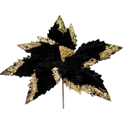 Χριστουγεννιάτικο Διακοσμητικό Λουλούδι Μαύρο 35cm 237568