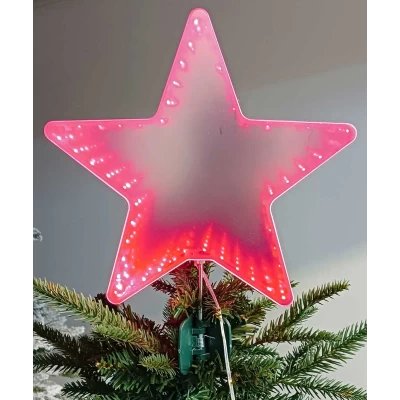 Φωτιζόμενη Χριστουγεννιάτικη Κορυφή Δέντρου Αστέρι Led Κόκκινο 25cm 237530