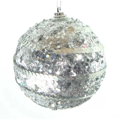 Χριστουγεννιάτικη Μπάλα Ασημί 9cm 234493