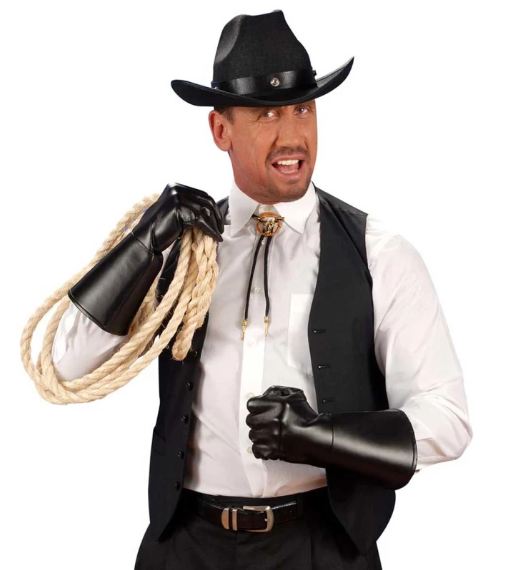 Αποκριάτικα Γάντια Μαύρα Leatherlook 312013 Ενηλίκων (Preview 2)