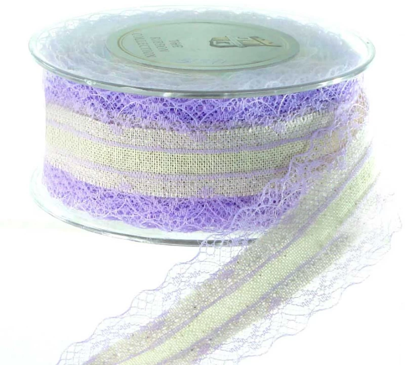 Κορδέλα Δαντέλα Μώβ 9.1m x4.5cm 51371 (Preview 1)