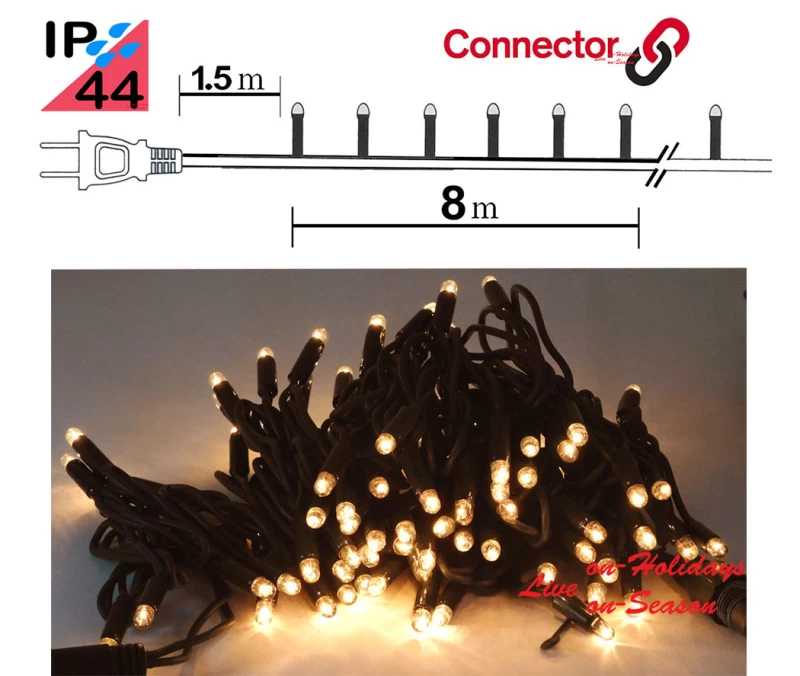 Χριστουγεννιάτικα Λαμπάκια GS Καουτσούκ Σταθερά Επεκτεινόμενα 100 G/Warm White - 8m 58 (Preview 2)