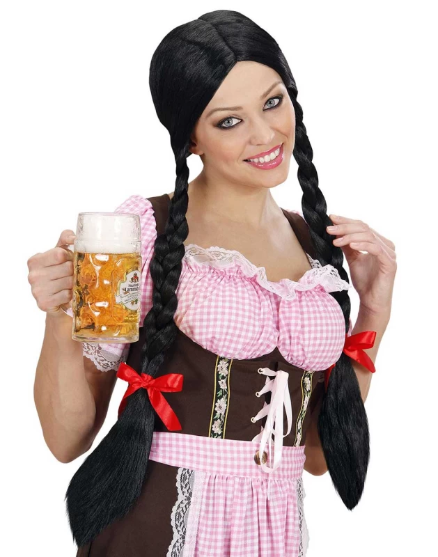 Αποκριάτικη Περούκα Μαύρη με Κοτσίδες 315053 Deluxe (Preview 1)