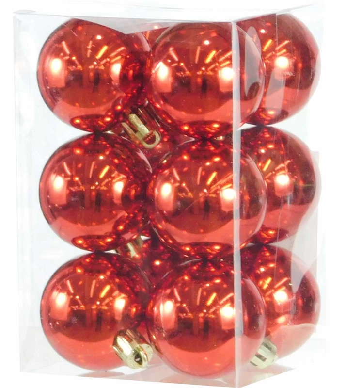 Set/12 τεμ Χριστουγεννιάτικες Μπάλες Κόκκινες 4cm 232791 (Preview 1)