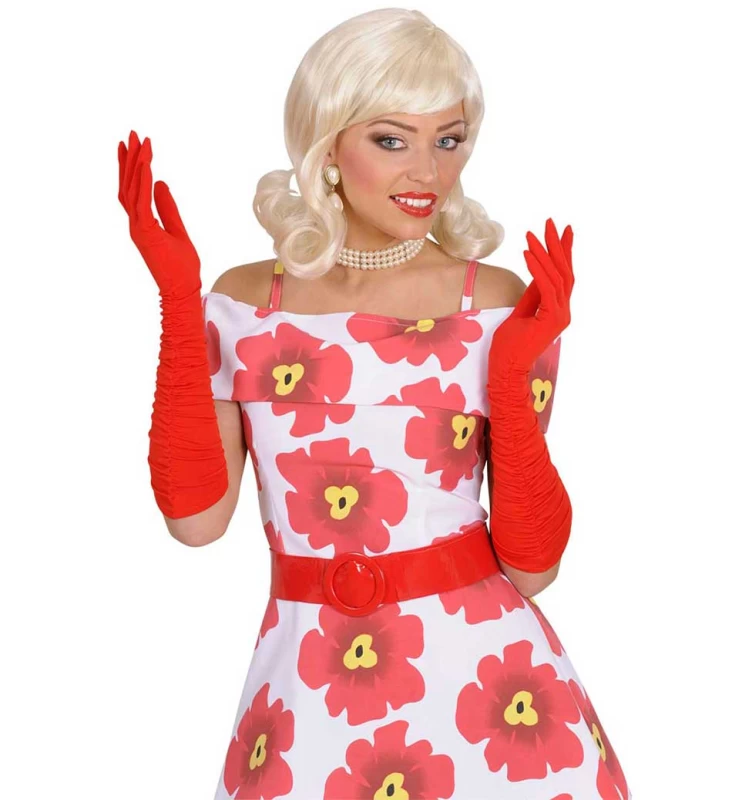 Κόκκινα Γάντια Plisse Elastane 37cm 317076 (Preview 4)