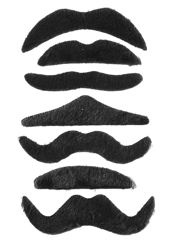 Σετ 7 Σχέδια Αποκριάτικα Μουστάκια Χαρακτήρων Μαύρα 317112 (Preview 1)
