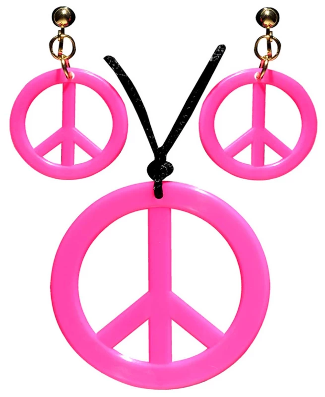 Αποκριάτικο Σετ Χίππι Neon Ροζ 238052 (Preview 1)