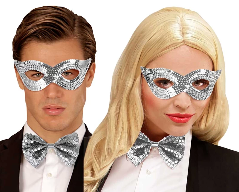 Μάσκα Ματιών Ασημί με Παγιέτες 317248 (Preview 1)