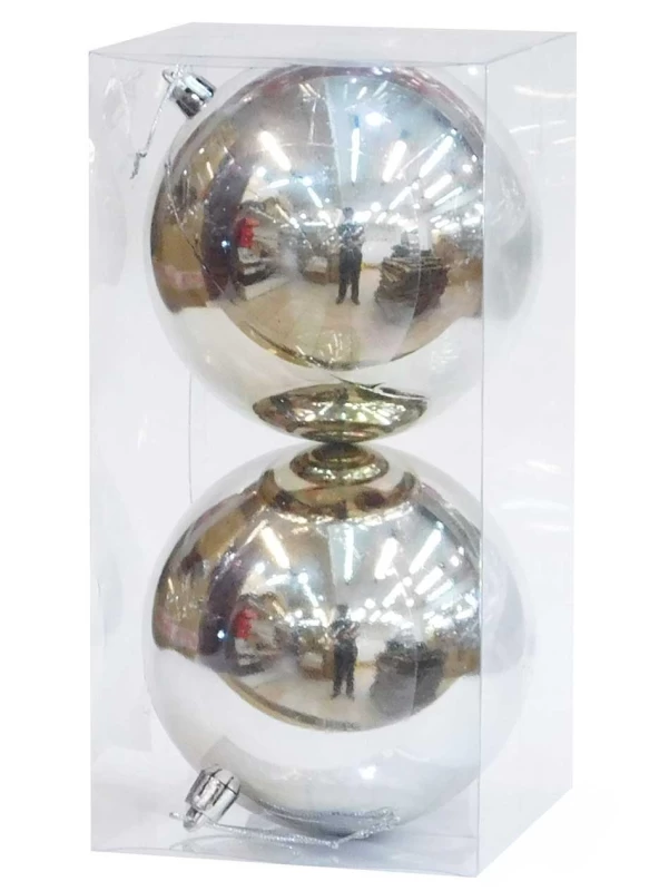 Χριστουγεννιάτικες Μπάλες Ασημί Set/2 τεμάχια 10cm 234377 (Preview 1)