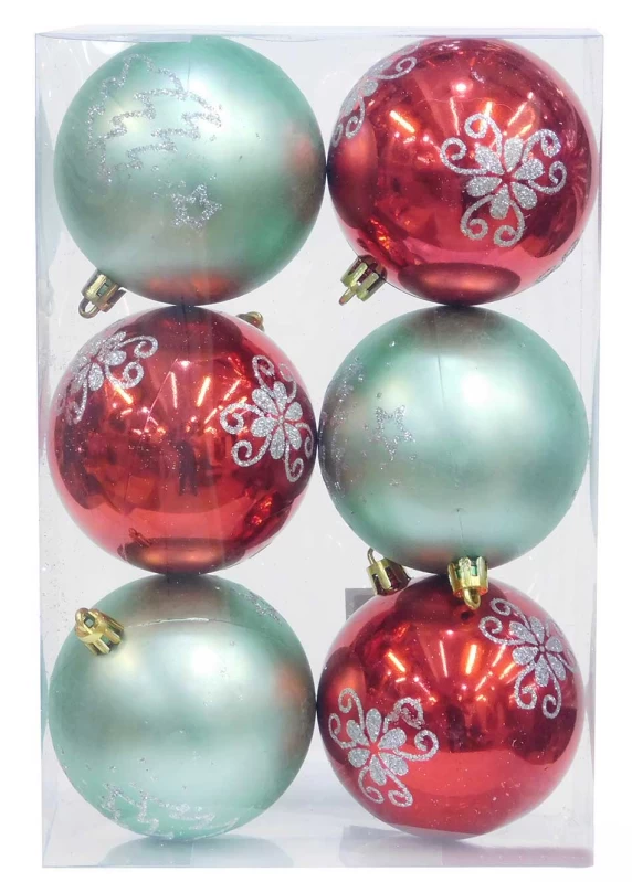 Σετ 6 τεμ. Χριστουγεννιάτικες Μπάλες Κόκκινες & Πράσινες με Γκλίτερ 8cm 236223 (Preview 1)
