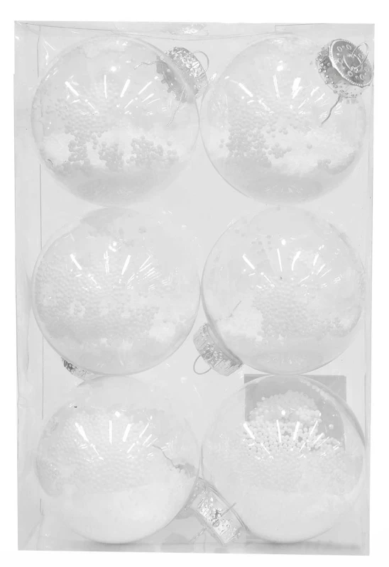 Σετ 6 τεμ. Χριστουγεννιάτικες Μπάλες Διάφανες με Χιόνι 8cm 236232 (Preview 1)