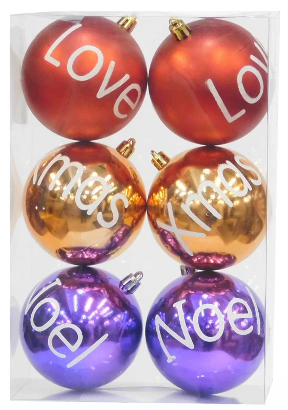 Σετ 6 τεμ. Χριστουγεννιάτικες Μπάλες σε Τρία Χρώματα με Σχέδιο 8cm 236264 (Preview 1)
