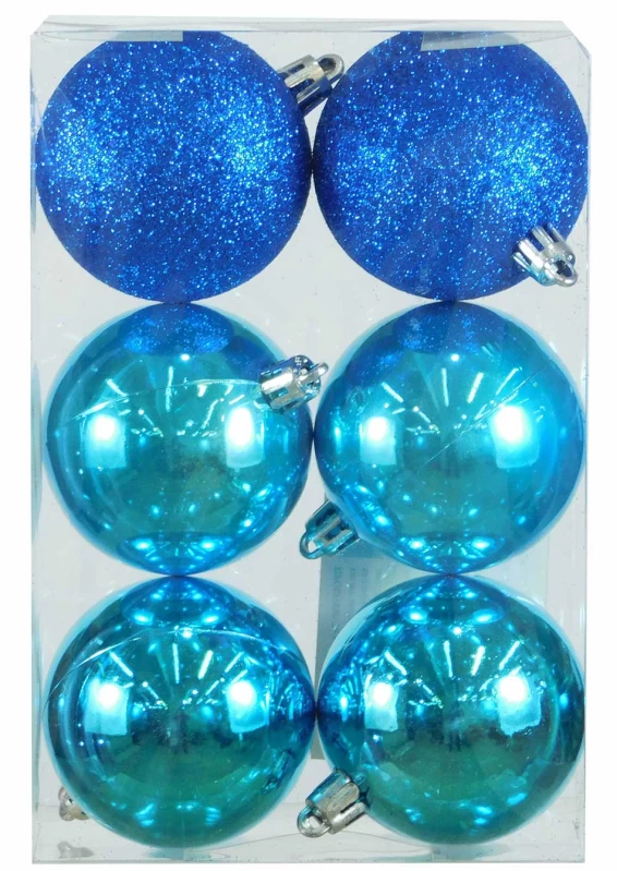 Σετ 6 τεμ. Χριστουγεννιάτικες Μπάλες Γαλάζιες σε 3 Αποχρώσεις 8cm 236331 (Preview 1)
