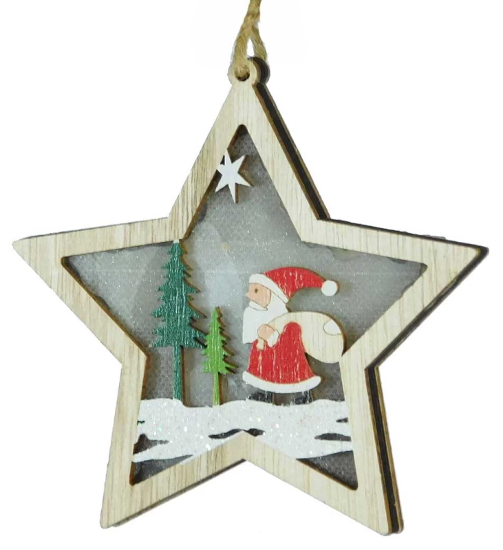 Χριστουγεννιάτικο Ξύλινο Στολίδι Φωτιζόμενο 4756a (Preview 1)