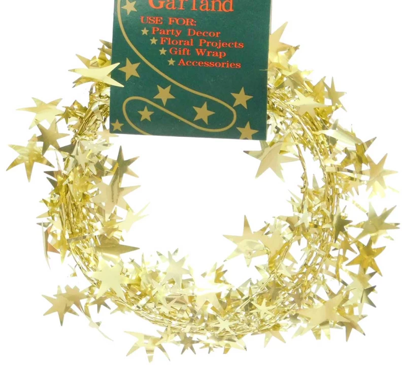 Χριστουγεννιάτικη Διακοσμητική Γιρλάντα Χρυσή με Αστεράκια 270cm 17946 (Preview 1)