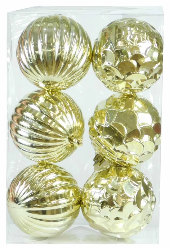 Σετ/6 τεμ. Χριστουγεννιάτικες Μπάλες Χρυσές 2 σχέδια 8cm 236993 (Preview 1)