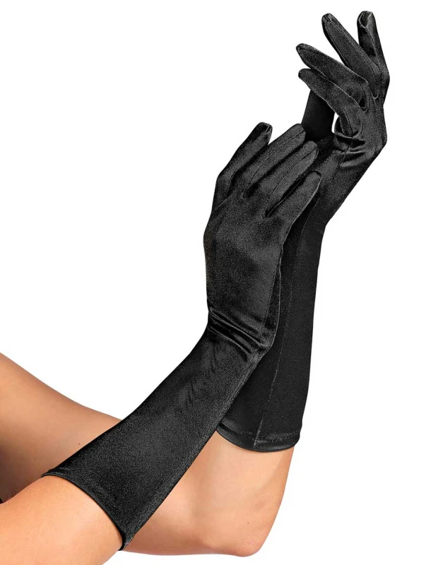 Γάντια Μαύρα Satin Elastane 40cm 317813 (Preview 1)