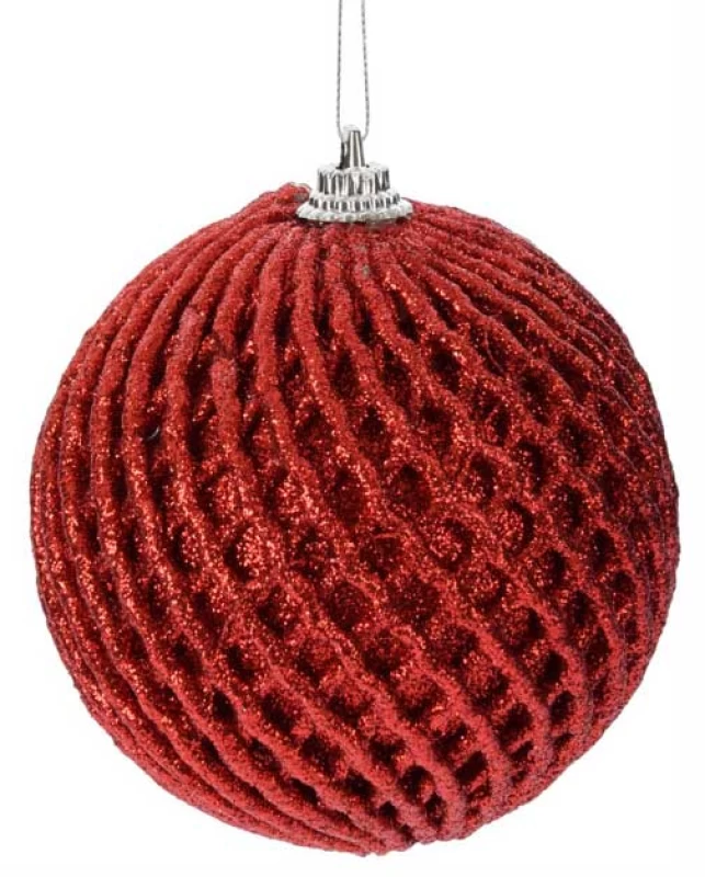 Χριστουγεννιάτικη Μπάλα Κόκκινη με Γκλίτερ 8cm 914812 (Preview 1)