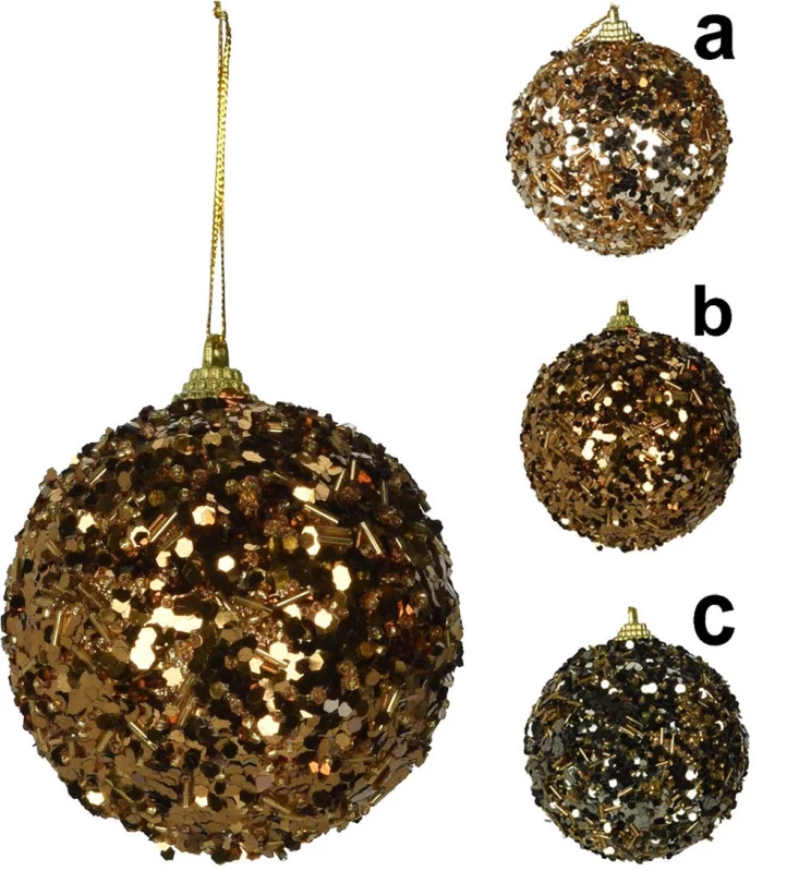 Χριστουγεννιάτικη Μπάλα Μπρονζέ με Γκλίτερ 8cm σε 3 σχέδια 265263 (Preview 1)