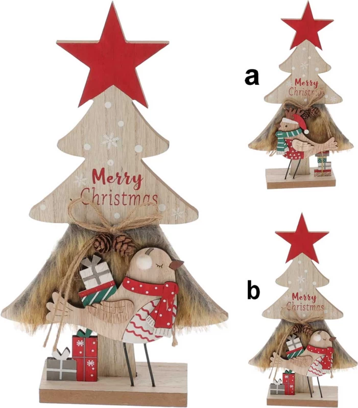 Διακοσμητικό Δεντράκι με πουλάκι Ξύλινο 31cm σε 2 σχέδια 261982 (Preview 1)