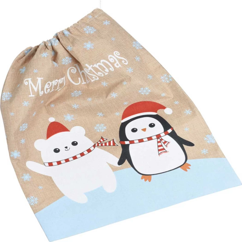 Χριστουγεννιάτικος Σάκος Γιούτα με Πιγκουινάκια 50x70cm 350426 (Preview 1)