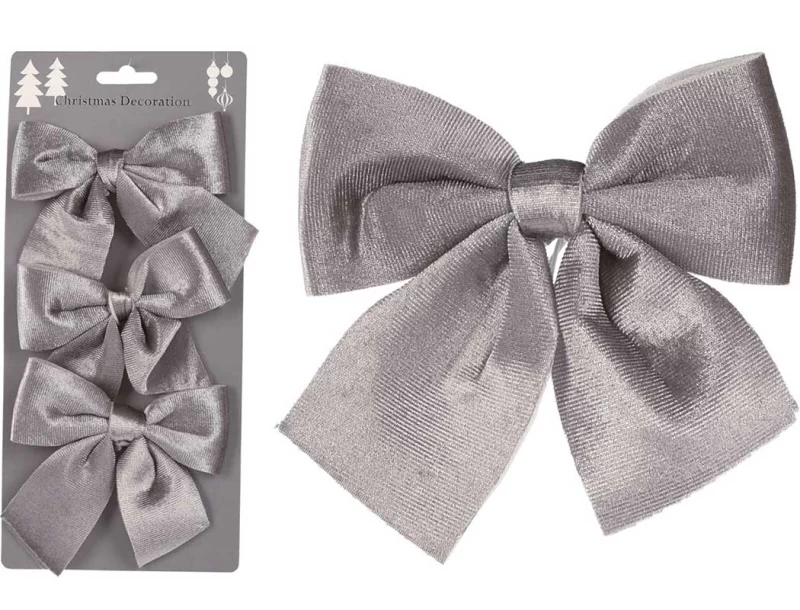 Set/3 τεμ. Χριστουγεννιάτικα Φιογκάκια Ασημί 10x h10cm 899447 (Preview 1)