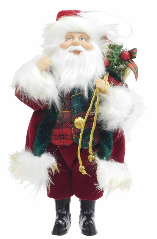 Διακοσμητικός Άγιος Βασίλης με Καρώ Ρούχα 23cm 56544 (Preview 1)
