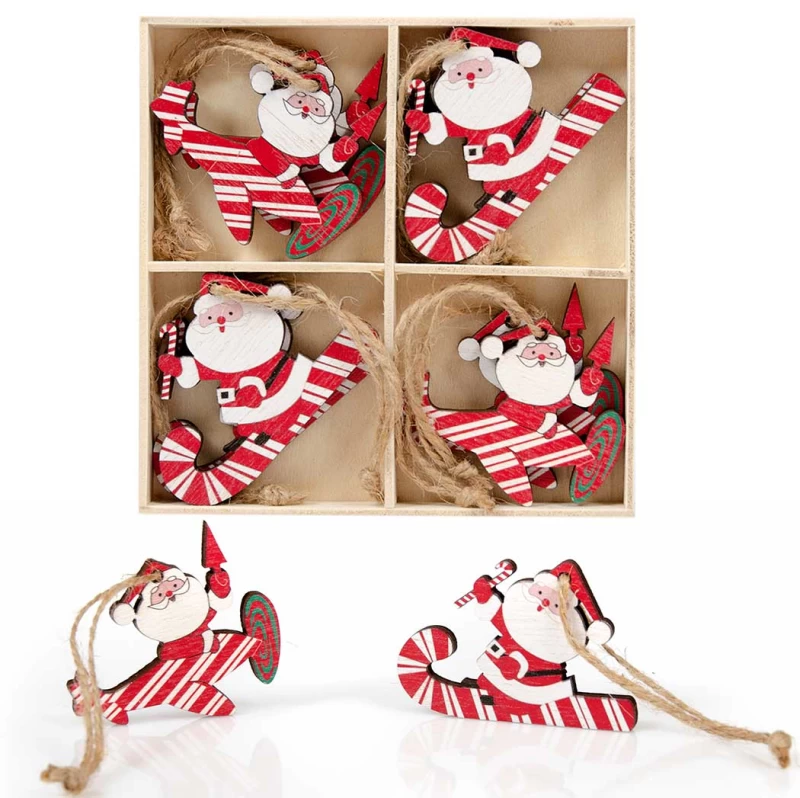 Σετ 8 τεμ. Χριστουγεννιάτικα Ξύλινα Στολίδια Άγιος Βασόλης 4963 (Preview 1)