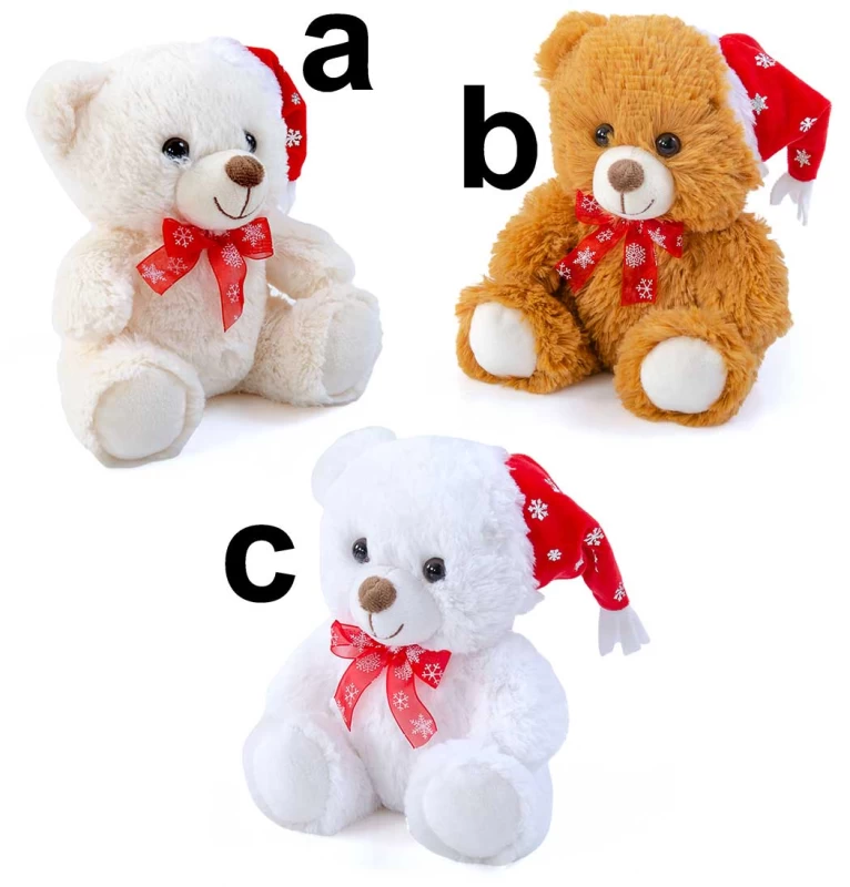 Χριστουγεννιάτικα Λούτρινα Αρκουδάκια με Σκούφο σε 3 Χρώματα 20cm 238174 (Preview 1)