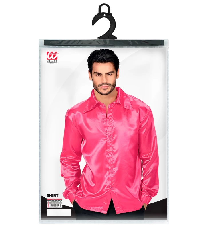 Satin Αποκριάτικο Πουκάμισο 70s Disco Ροζ 319488 (Preview 3)