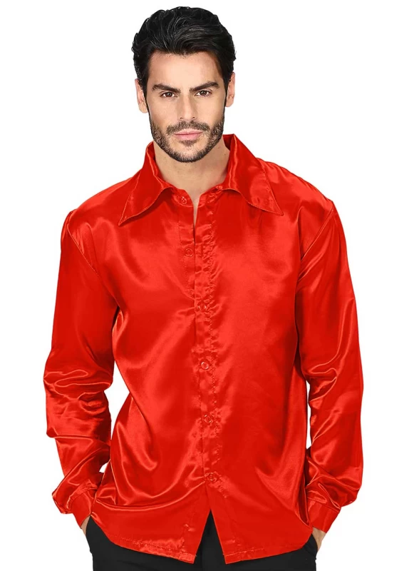 Satin Αποκριάτικο Πουκάμισο 70s Disco Κόκκινο 9552 - 318548 (Preview 1)